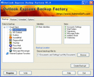 Outlook Express Backup Factory Version2.8 screenshot